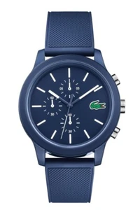 NEW- Lacoste Men's L.12.12 Navy Silicone Strap Watch, 44mm - Picture 1 of 3