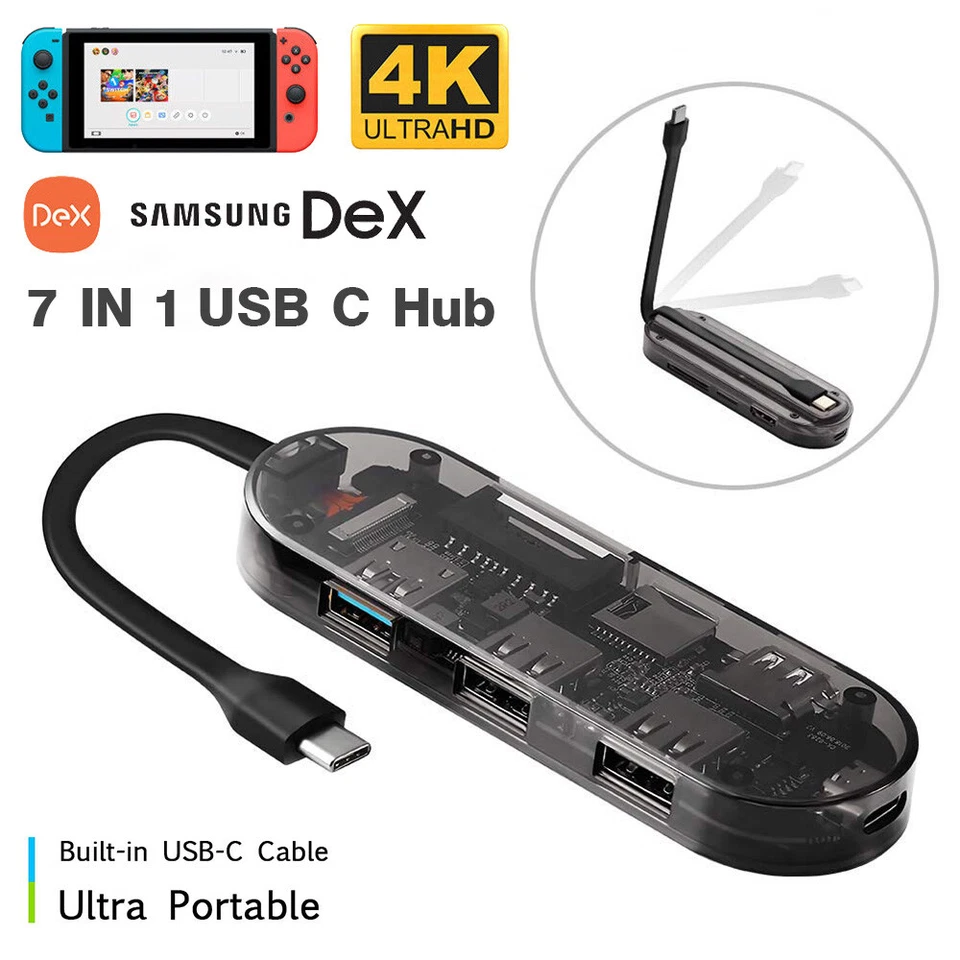 USB Type C Hub Adapter Dock Card Reader 4K HDMI For MacBook,Nintendo Switch Game - Image 1 of 4