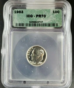 1963 P Roosevelt Silver Dime Coin PR70 Perfect Grade ICG Gem Proof Nice Coin - Picture 1 of 3