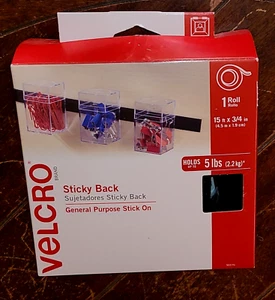 Velcro Sticky Back -General Purpose Stick On- (Black 15ft x 3/4 in Roll) #90276 - Picture 1 of 2