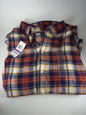 Camisa de franela para hombre John Ashford JA Macys 2XL naranja azul crema suave Foto 1 de 4