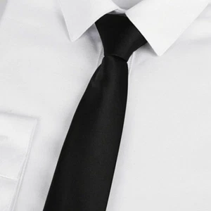 Corbata Seguridad Portero Gorila Boda Negro Liso Brillante Clip On - Imagen 1 de 3