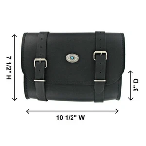 10.5" W LEATHER MOTORCYCLE TOOL FORK WINDSHIELD BAG FOR HARLEY HONDA - DT1A - Picture 1 of 3
