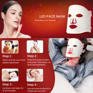 7 Colors LED Face Mask Light Therapy Facial Skin Care Photon Mask Wrinkle Acne A - Picture 1 of 13