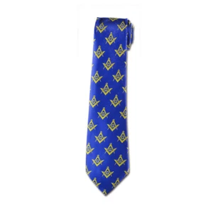 Square & Compass Masonic Neck Tie - [Blue and Gold] - Picture 1 of 1