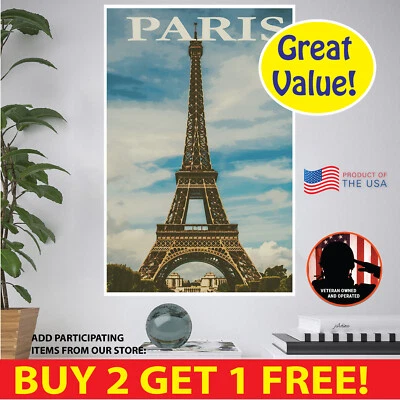 PÓSTER/MULTI Retro París Francia. FORMATOS/PAPEL/LIENZO/VINILO/POSTAL/PEGATINA Foto 1 de 4