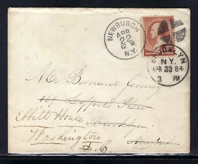 1884 NEWBURGH NY TO WASHINGTON DC - CORK CANCEL - MULTIPLE RECEIVERS + CARRIER - Image 1 of 2