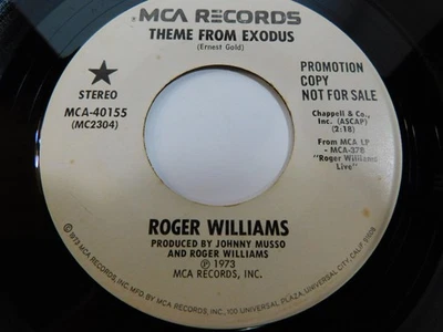 Roger Williams – Theme From Exodus 1973 7" Single Promo MCA-40155 - Image 1 of 4