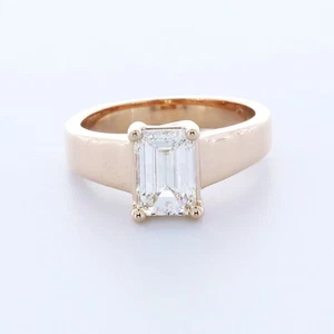 1.2CT LAB-CREATED DIAMOND D/VS2 EMERALD CUT 14K ROSE GOLD CLASSIC SOLITAIRE RING - Picture 1 of 4
