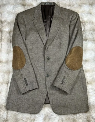 Blazer Kenneth Cole Reaction Para Hombres Parches en el Codo Abrigo Lana 40R Marrón Foto 1 de 4