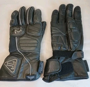 Vintage Mens L Triumph Schoeller Leather Motorcycle Gloves SympaTex All Weather - Bild 1 von 16
