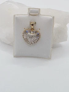 Vergoldeter 925 Sterling Silber MA China Herz Anhänger - Bild 1 von 8
