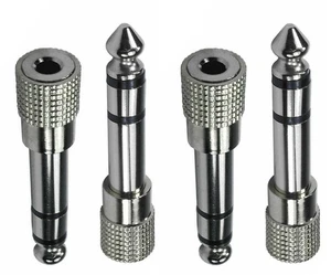 [Paquete de 4] Enchufe de teléfono hembra 3,5 mm a 6,35 mm macho mono conector adaptador 1/4 pulgada - Imagen 1 de 9