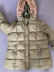 Padded Green Fur Trim, Hooded Jacket From Very, Size 18, Zip Up & Poppers - Picture 1 of 4