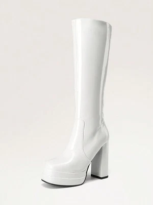Women Gogo Boots Knee High Boots Platform Chunky Block Heels Sexy Party Boots - Image 1 of 4