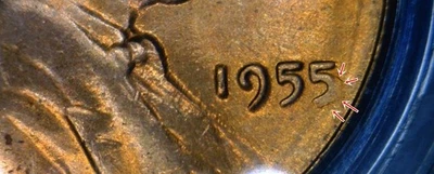 1955 P LINCOLN CENT WHEAT PCGS MS65RD 24056285 ERROR POOR MANS DOUBLE DIE DDO - Image 1 of 4