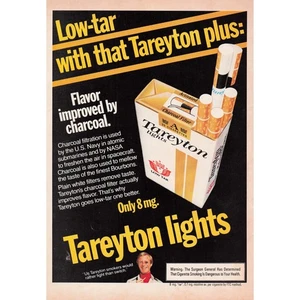 De colección Tareyton Luces Cigarrillo Impresión Anuncio Bajo Alquitrán Filtro de Carbón - Imagen 1 de 1