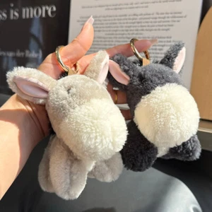 Real Shearling Fur Little Donkey Keychain Kids Doll Toys Bag Phone Pendant Gift - Picture 1 of 12