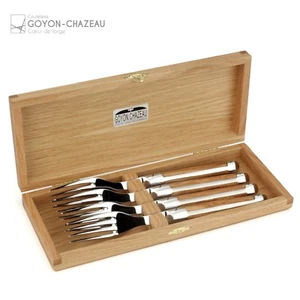 Juego de 4 tenedores de carne Goyon Chazeau - mango madera de olivo - Le Thiers Francia - Imagen 1 de 4