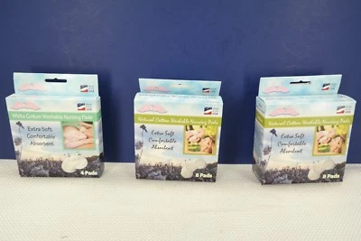 Almohadillas de lactancia lavables NuAngel algodón totalmente natural, blancas (20 almohadillas) TF Foto 1 de 4