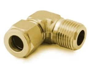 1/2 Tube OD x 1/2 MNPT Brass Elbow Fitting S-LOK SLM-8-8N-BS - Picture 1 of 2