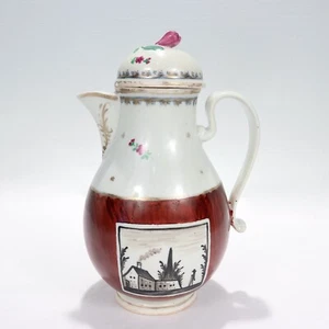 Antique 19 C. Vienna Porcelain Hausmaler Faux Bois Teapot or Coffee Pot - PC - Picture 1 of 12