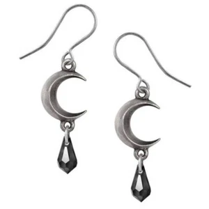 Tears Of The Moon, Black - Earrings, Gothic Luna Mystical Gift, Alchemy England - Picture 1 of 3