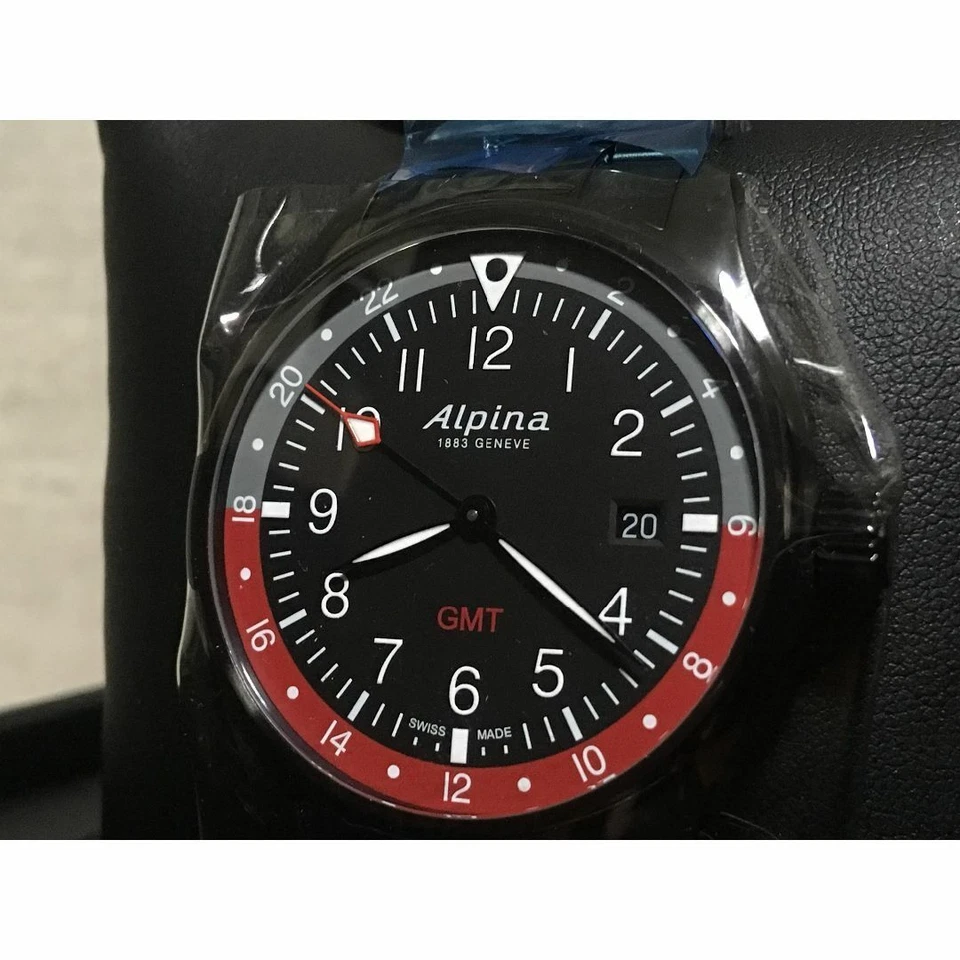ALPINA STARTIMER PILOT WRISTWATCH Black Red Bracelet AL-247BR4FBS6B 202501R
