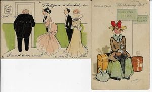 2 Tuck Artist Signed Hilda Cowhan Comic Theater Postcards Line for Bathroom - Picture 1 of 2
