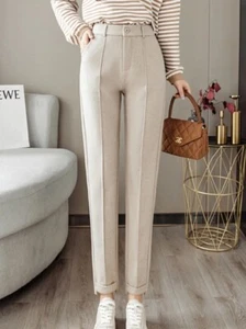 Faux Woolen Pants Women's Pencil Pants High Waist Casual Pants Trousers Hot Sale - Bild 1 von 25