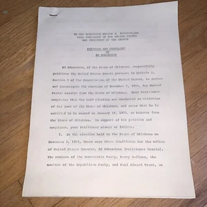 1974 Election Petition to VP NELSON ROCKEFELLER from Okla. Sen Candidate Edmonds - Picture 1 of 8