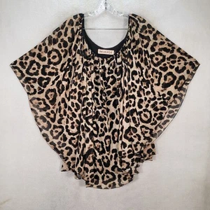 Camicetta tunica slim Y2K stampa leopardata chiffon pipistrello floreale da donna taglia L - Foto 1 di 23