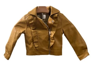 Blueberi Gold Faux Leather Biker Jacket Youth Girls Size 5 - Picture 1 of 12