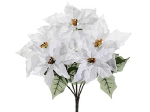 19" Outdoor wasserfester Weihnachtsstern Busch x5 weiß (6er Pack) Seidenblume 190 - Bild 1 von 1
