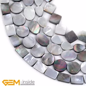Natural Rainbow Luster Black Lip Shell Assorted Shapes Beads Jewelry Making 15" - Picture 1 of 58