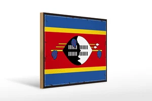 Holzschild Flagge Swasilands 40x30 cm Retro Flag Eswatini Schild wooden sign - Picture 1 of 5
