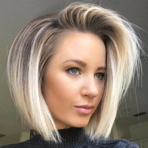 Women Bob Wigs Blonde Full Short Ladies Hair Real Natural Straight Cosplay .d - Picture 1 of 10