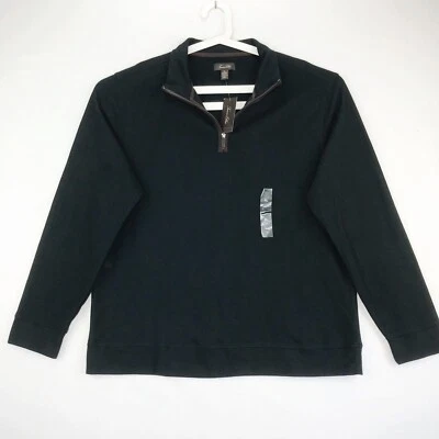 Tasso Elba Hombres Talla Pequeña Pullover Suéter Sudadera Negro 1/4 Cremallera Mangas Largas Foto 1 de 3