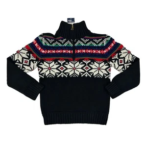Polo Ralph Lauren Niño 1/4 Cremallera Cuello Simulado Nórdico Copo de Nieve Suéter con Poni - Imagen 1 de 3