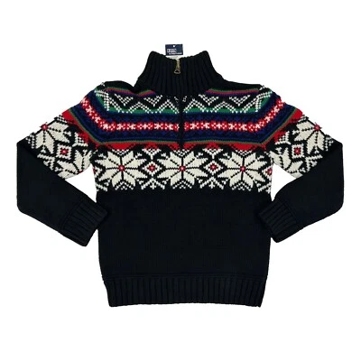 Polo Ralph Lauren Niño 1/4 Cremallera Cuello Simulado Nórdico Copo de Nieve Suéter con Poni Foto 1 de 3