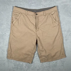 PrAna Cargo Shorts Men 38 Long BREATHE Beige Hemp Blend Flat Front Pockets Logo - Picture 1 of 11