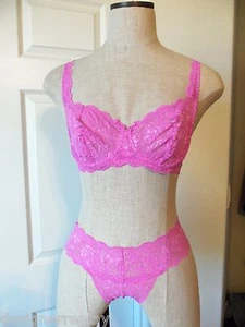 Cosabella NEVER SAY NEVER Iris Pink PRETTIE UW BH 34C Cutie Low Rise Tanga O/S - Bild 1 von 11