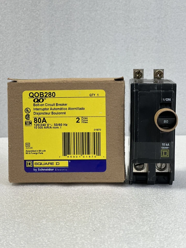 QOB280 QOB 2Pole 80Amps 120/240Volt Bolt-On BRAND NEW Square D Circuit Breaker - Image 1 of 3