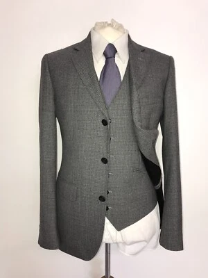 REISS - 3 PIECE Slim Fit GREY TWEED WOOL SUIT - 38 Reg - W32 L30 - GORGEOUS - Image 1 of 4