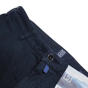 Meyer NWT Chinos / Casual Pants Size 33 US Fit Blue Striped Cotton Blend - Picture 1 of 18