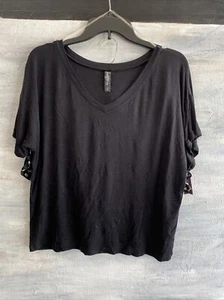 AMBRIELLE Sleepwear Short Sleeve 2-Piece Pajama Shorts Set, M XL - Black Camera - Picture 1 of 7