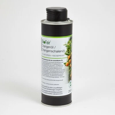 BIOFAIR Orangenöl / Orangenschalenöl, ätherisch, 100% naturrein, kaltgepresst - 250 ml