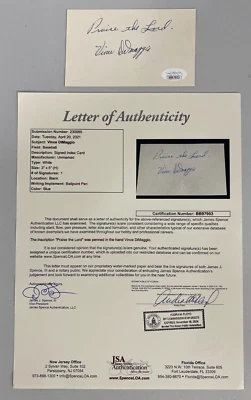 Vince DiMaggio Signed "Praise The Lord" Card JSA AUTO Pittsburgh Pirates w/LOA! - Image 1 of 4