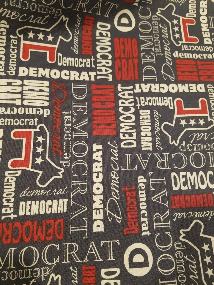 1/2 yard Patriotic Quilt Cotton Fabric Democrat Tossed Political Party - Image 1 of 2