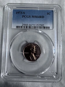 1973-S 1 Cent PCGS MS64RD - Picture 1 of 2